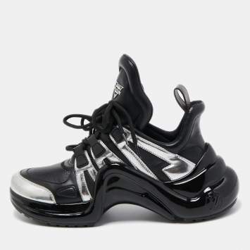 Pre Owned Louis Vuitton Black/Silver Leather Archlight Sneakers Size 38