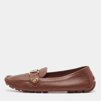 Pre Owned Louis Vuitton Brown Leather Monte Carlo Loafers Size 40