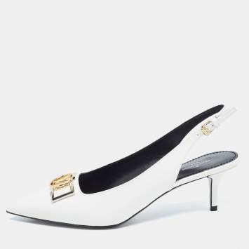 Pre Owned Louis Vuitton White Patent Leather Insider Slingback Pump Size 39.5