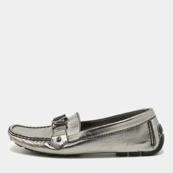 Pre Owned Louis Vuitton Metallic Leather Monte Carlo Loafers Size 40