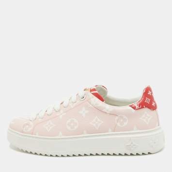 Pre Owned Louis Vuitton Pink Monogram Canvas Time Out Sneakers Size 40 