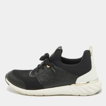 Pre Owned Louis Vuitton Black Mesh and Leather Trainer Sneakers Size 40