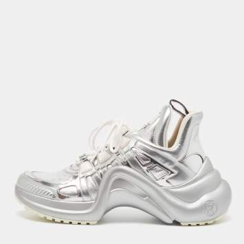 Pre Owned Louis Vuitton Silver Leather Archlight  Sneakers Size 40