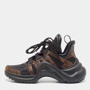 Pre Owned Louis Vuitton Black/Brown Nylon, Leather Archlight Sneakers Size 40