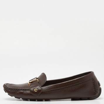 Pre Owned Louis Vuitton Brown Leather Oxford Loafers Size 39