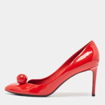 Pre Owned Louis Vuitton Red Patent Leather Betty Pumps Size 42