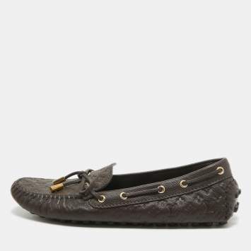 Pre Owned Louis Vuitton Brown Leather Gloria  Loafers Size 38.5