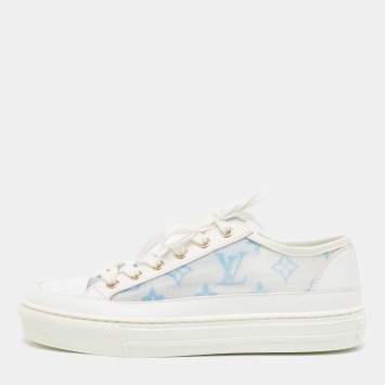 Pre Owned Louis Vuitton White Leather Stellar Lace Up Sneakers Size 35