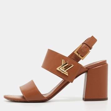 Pre Owned Louis Vuitton Brown Leather Horizon Slingback Sandals Size 40