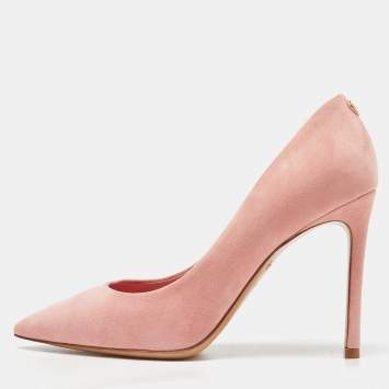 Pre Owned Louis Vuitton Pink Suede Pointed Toe Pumps Size 38.5