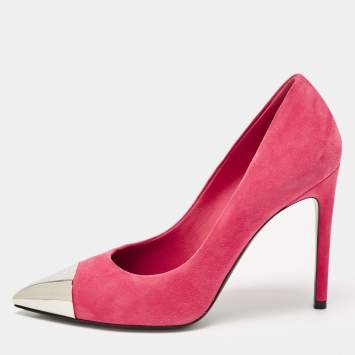 Pre Owned Louis Vuitton Pink Suede Pointed Toe  Pumps Size 36.5