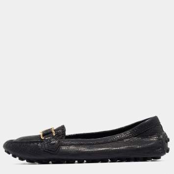 Pre Owned Louis Vuitton Black Leather Oxford Loafers Size 38.5
