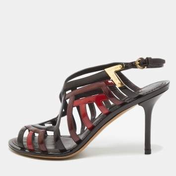 Pre Owned Louis Vuitton Multicolor Patent Strappy Sandals Size 37