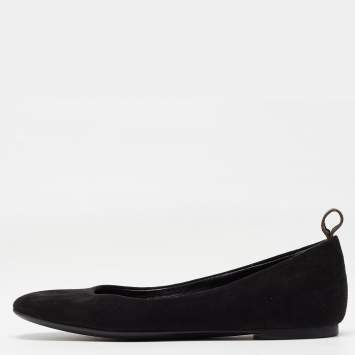 Pre Owned Louis Vuitton Black Suede Revival Ballet Flats Size 36
