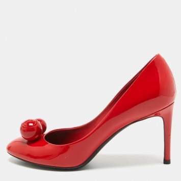 Pre Owned Louis Vuitton Red Patent Leather Dice Pumps Size 37