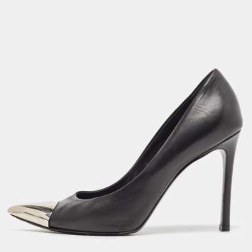 Pre Owned Louis Vuitton Black Leather Pointed Toe Pumps Size 38