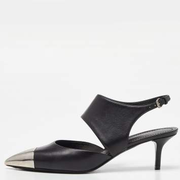 Pre Owned Louis Vuitton Black Leather Slingback Pumps Size 39
