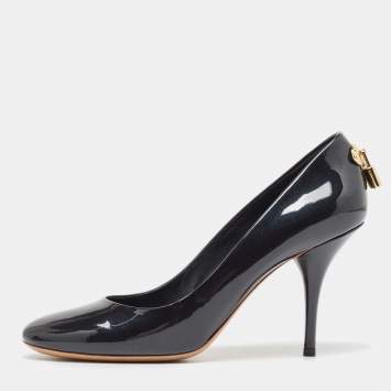 Pre Owned Louis Vuitton Navy Blue Patent Leather Oh Really! Pumps Size 38.5