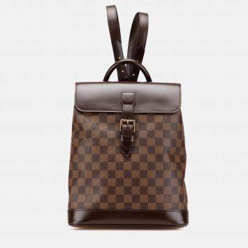 Pre Owned Louis Vuitton Brown Damier Ebene Soho Backpack