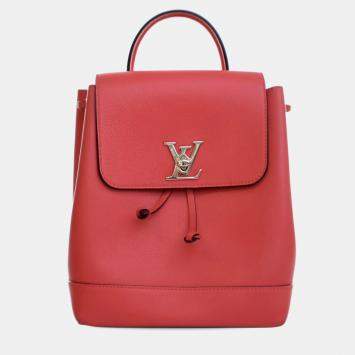 Pre Owned Louis Vuitton Red Calfskin Lockme Backpack