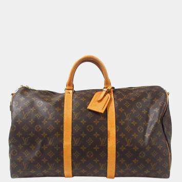 مملوكة مسبقًا Louis Vuitton Brown Monogram Keepall Bandouliere 50