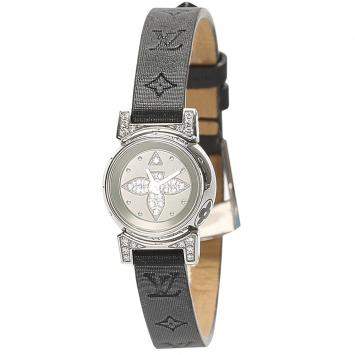 Louis Vuitton Silver Diamonds Stainless Stee Tambour Bijou Q151K Women's Wristwatch 18 MM