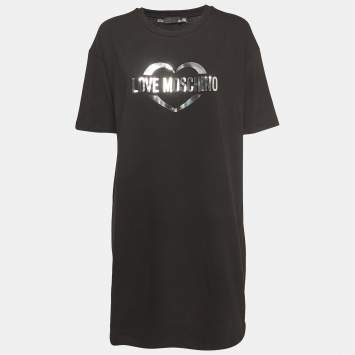 Pre Owned Love Moschino Black Logo Cotton T-Shirt M