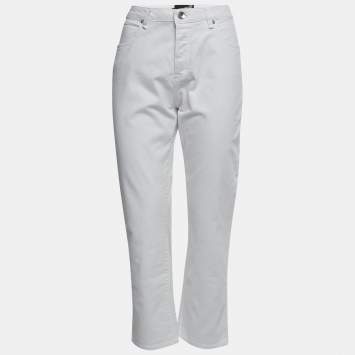 Pre Owned Love Moschino White Denim Straight Fit Jeans M/Waist: 32"