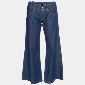 Pre Owned Love Moschino Blue Denim Wide Leg Jeans M