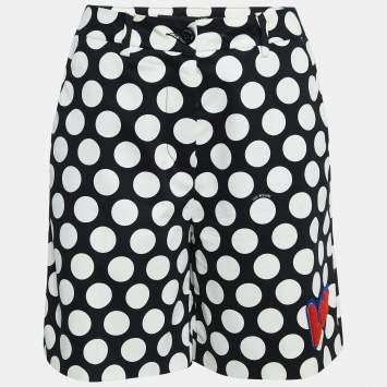 Pre Owned Love Moschino Polka Dots Cotton Applique Detail Shorts S