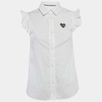 Love Moschino White Button Front Cap Sleeve Blouse S 
