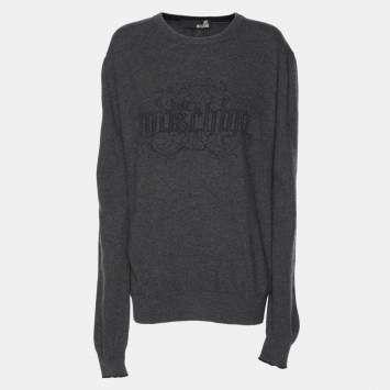 Pre Owned Love Moschino Dark Grey Wool Sweatshirt XXL