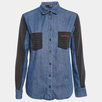 Love Moschino Blue Denim Button Front Long Sleeve S
