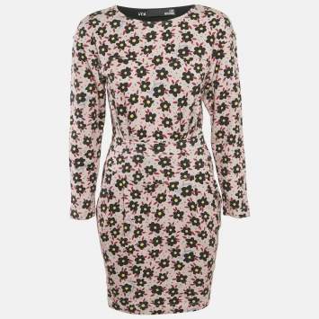 Love Moschino Pink Floral Print Cotton Jersey Mini Dress S
