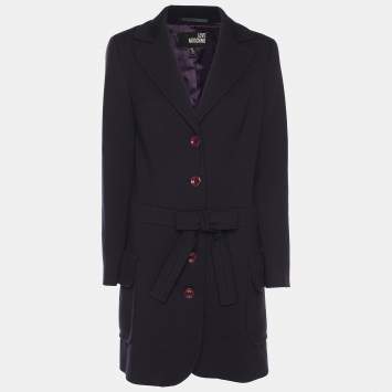 Comme des Garcons Black Wool Hooded Double Breasted Long