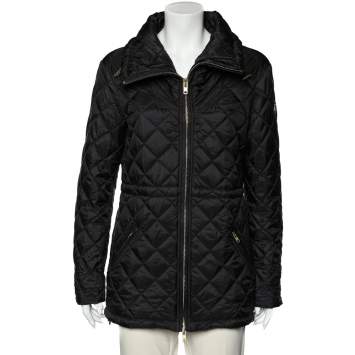 Pre Owned Love Moschino Black Diamond Quilted Oversized Collar Jacket M