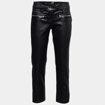 Pre Owned Love Moschino Black Synthetic Cropped Pants S
