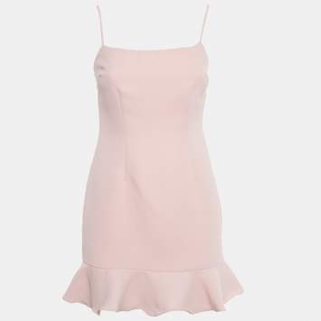 Pre Owned Lovers + Friends Pink Crepe Flounce Mini Dress S