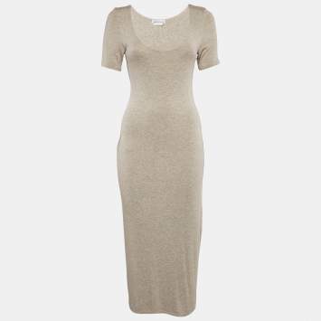 Pre Owned Lovers and Friends Grey Melange Jersey Bodycon Midi Dress M