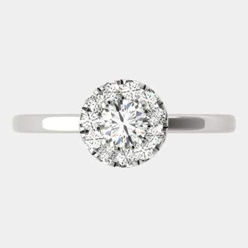 14K White Gold Natural Diamond Halo Engagement Ring (1/2 Ctw)