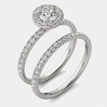 14K White Gold Halo Bridal Ring (1.00 Ctw, I1-I2)