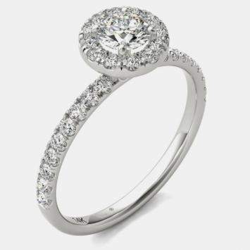 14K White Gold Natural Diamond Halo Engagement Ring (3/4 Ctw)