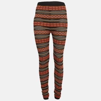 Pre Owned M Missoni Multicolor Stripe Patterned Knit Leggings M