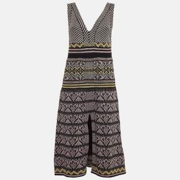 Pre Owned M Missoni Multicolor Patterned Lurex Knit Sleeveless Midi Dress M