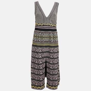 Pre Owned M Missoni Multicolor Patterned Lurex Knit Sleeveless Midi Dress M