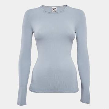 Pre Owned M Missoni Blue Knit Full Sleeves Top S