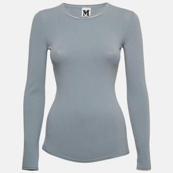 Pre Owned M Missoni Grey Stretch Knit Long Sleeve Sweatshirt L