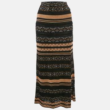 Pre Owned M Missoni Multicolor Patterned Knit Maxi Skirt S