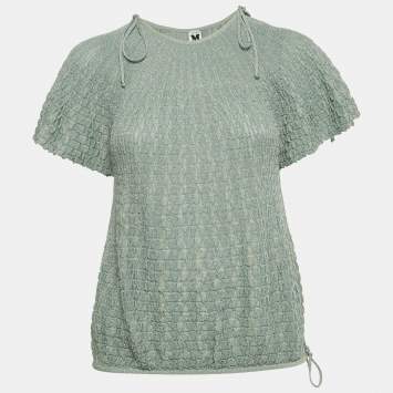 Pre Owned M Missoni Green Textured Lurex Knit Top L