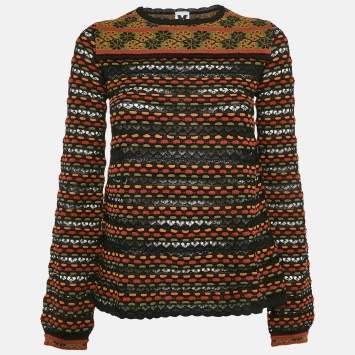 Pre Owned M Missoni Multicolor Pointelle Knit Top S